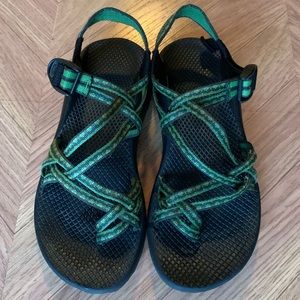 Green double strap Chaco Sandals
